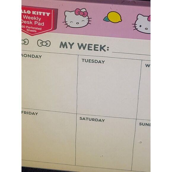 Hello Kitty Weekly Desk Pad and Planner 60 Perforated Sheets To-Do List Dateless - Picture 3 of 5